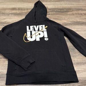 Nike Black Hoodie with Gold and White Print